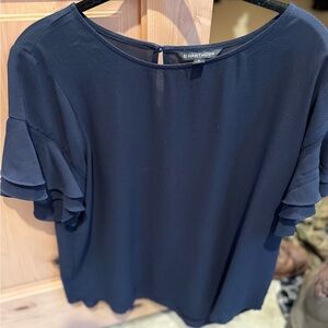 41 Hawthorn Midnight Blue Ruffle Sleeve Blouse